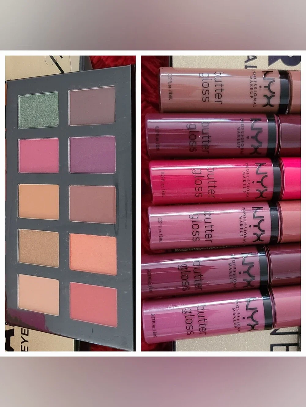 NYX 7 PC SET♤10 pan Eyeshadow Palette & 6 Butter Glosses.